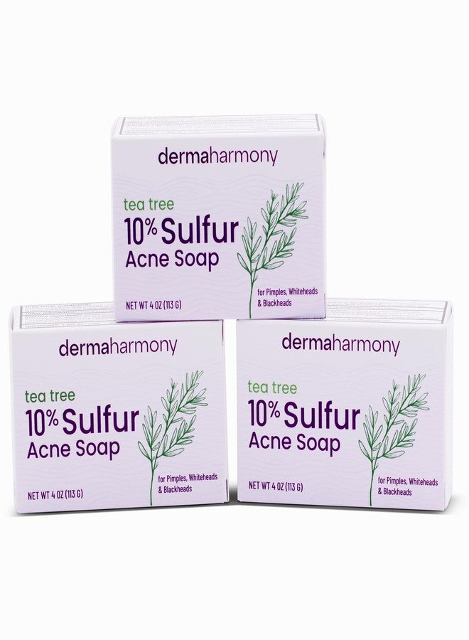 Dermaharmony 10% Sulfur with Tea Tree Oil Acne Bar Soap 4 oz (3 Bars) - Image 1